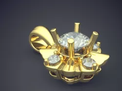 Square Pendant With Five Diamonds CAD 3706 3D print model