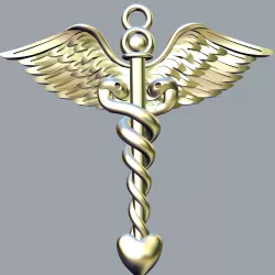 Staff of Asclepius pendant 3D print model