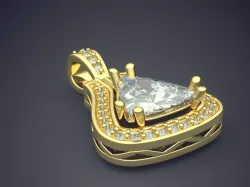 Triangle Pendant With Triangle Diamond In The Middle CAD 5253 3D print model