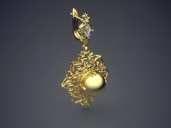 Very Detailed Brooch With Sphere In The Middle CAD 3969 3D print model