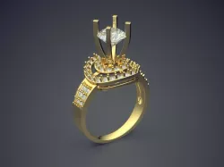 Very Luxurious Ring With Tall Diamond On Top CAD 5406 3D print model
