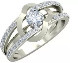 2 line Silver Side Stone Engagement Ring 3D print model