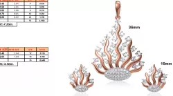 Flame Shaped Pendant and Earrings With Diamonds 3D print model