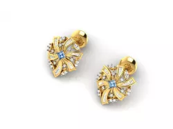 Flower Shaped Ear Studs With Gem 3D print model