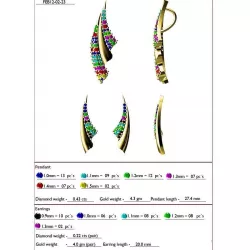 Gold Pendant And Earrings With Gemstones  3D print model