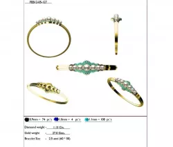 Gold Ring With Gemstones and Pearl 3D print model