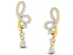 Golden Drop Earrings With Diamonds 42 3D print model