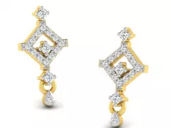 Golden Drop Earrings With Diamonds 44 3D print model