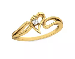 Heart Shape Gold Ring With Diamond 3D print model