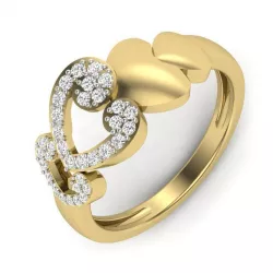 Heart Shape Gold Ring With Diamonds 3D print model
