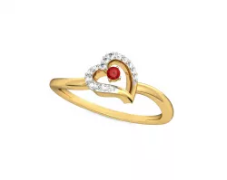 Heart Shape Gold Ring With Gemstone 3D print model