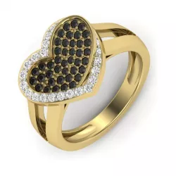 Heart Shape Gold Ring With Gemstones 3D print model