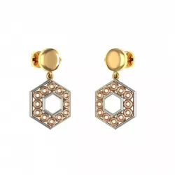 Hexagon Shaped 3 Metal Drop Earrings 3D print model