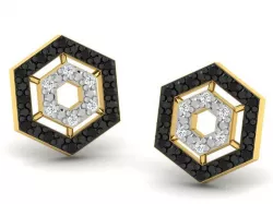 Hexagon Shaped Ear Studs With Gem 3D print model