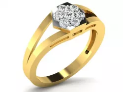 Hexagon Shaped Gold Ring With Diamonds 1 3D print model