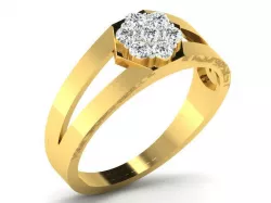 Hexagon Shaped Gold Ring With Diamonds 3D print model