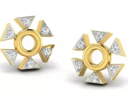 Hexagon Shaped Golden Earrings With Diamonds 3D print model