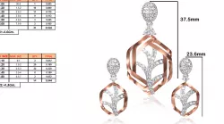 Hexagon Shaped Pendant and Earrings With Diamonds 3D print model
