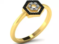 Hexagon Shaped Ring With Diamonds And Gems 3D print model