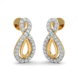 Infinity Loop Gold Earrings With Diamonds 3D print model