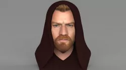 Obi Wan Kenobi Star Wars bust ready for full color 3D printing 3D print model