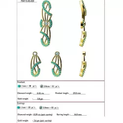 Pendant and Earrings With Gemstones 3D print model