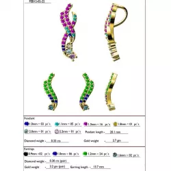 Pendant And Earrings With Gemstones  3D print model