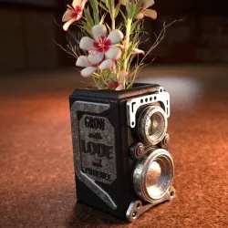 RETRO CAMERA FLOWERPOT 3D print model