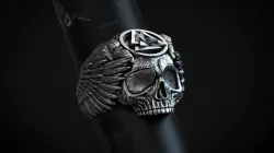 Ring skull Odin Viking with ravens and valknut for 3d printing 3D print model