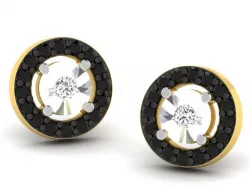 Round Ear Studs With Diamonds and Gem  3D print model