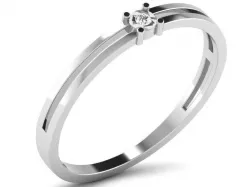 Silver Engagement Ring With Diamonds 42 3D print model