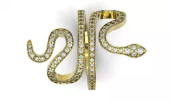 Snake gold ring stl printable model Nature diamond jewelry 3dm 3D print model