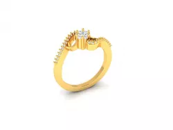 Spiral Gold Ring With Diamonds 42 3D print model