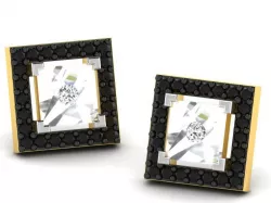 Square Ear Studs With Diamonds and Gem  1 3D print model