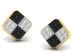 Square Ear Studs With Diamonds and Gem  3D print model