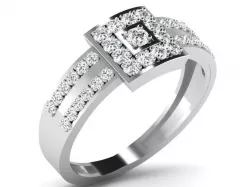 Square Shape Silver Side Stone Ring 3D print model