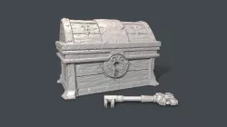 Sunken Treasure Chest with Key 3D print model