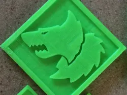 Abstract wolf head, 2D extrusion, useful to stamp on other 3D objects