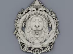 Classic baroque cartouches element  018 LION 3D print model