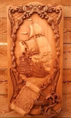 CNC Bas Relief Ship Design 3D print model