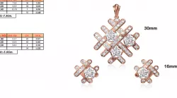 Criss Cross Shaped Pendant and Earrings With Diamonds 3D print model
