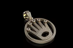Crown Diamond Pendant Ct Rolex Style Medallion 3D print model