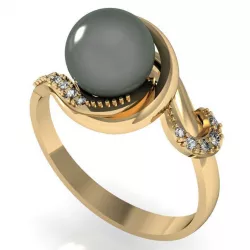 fashion ring with pearl  3D print model