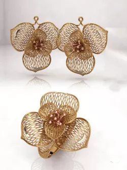 Gold earrings and ring  wedding Jewel 3d printable  3D print model