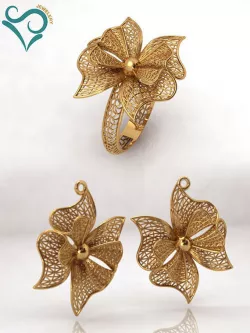Gold earrings and ring whole set engagement jewel printable   3D print model