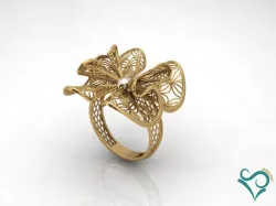 Gold Ring wedding flower ring printable jewel 3D print model
