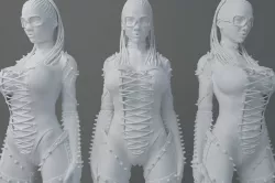 HD African hairstyle goth girl 3D print model