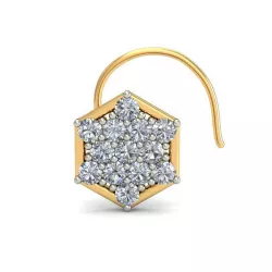 Hexagon Shaped Nose Stud With Diamonds 3D print model