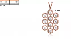 Hexagon Shaped Rose Gold Pendant With Diamonds 3D print model