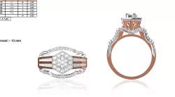 Hexagon Shaped Rose Gold Ring With Diamonds 3D print model